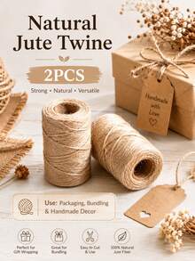 Natural Jute Rope, Vintage Gift Wrapping String, Multi-Purpose DIY Craft Material, Bohemian Country Style Decoration, Practical Party And Holiday Packaging Accessory (1pc) - Multicolor - View 14