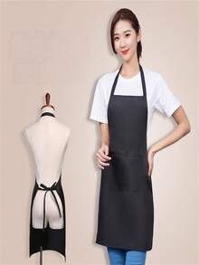 1/3/5/10pcs Celemek Wanita Poliester, Hitam Sederhana dengan Kantong, Pinggang Tebal, Pakaian Kerja Rumah Dapur Modis, Perlengkapan Dapur - MultiWarna - View 3