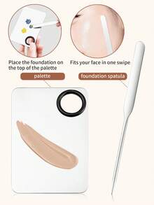 INYUSUN 2pcs Professional Makeup Foundation Spatula Set - Includes Stainless Steel Mixing Rod And Palette With Ring - Perfect For Applying Foundation And Mixing Makeup - Silver - View 2