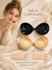 1/2pcs Women's Adhesive Bra (Includes 20 Nipple Covers), Soft And Comfortable, Suitable For Dresses, Evening Gowns, Parties, Dinners, Graduation Ceremonies, Dates, Music Festivals And Other Occasions, All Year Round. - Multicolor - View 1