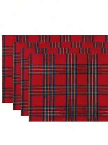 1/2/6pcs Plaid Vintage Square Napkins, Washable Decorative Napkins For Christmas Family Gathering Banquet Table Setting - Multicolor - View 8