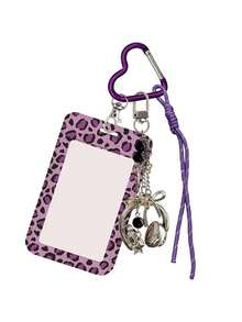 Leopard Print Card Holder Pendant With Star Pendant,Sliding Cover Retractable Card Sleeve,Personalized Fashion Card Holder,Cute Keychain Pendant - Multicolor - View 12