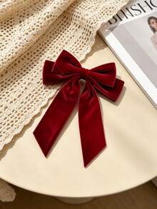 4Pcs Big Bow Hair Clips, Elegant Long Tassel Bow Barrettes Hair Clip, Hair Pins Christmas Holiday Party Hair Accessories For Women - Red - View 5