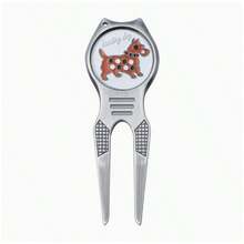 Golf Divot Tool With Magnetic Ball Marker, Metal Green Repair Fork, Portable Golf Ball Mark Repair Tool, Golf Accessories - Robot Dog Red - View 2