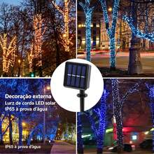 Cordão De Luz LED Solar Fio Verde Escuro,IP65 À Prova D'água,8 Modos,12M/22M,Luz Colorida,Branco Quente,Frio,Decoração Jardim,Natal Ao Ar Livre - Cordão de luzes verde-escuro com fio, alimentado por energia solar - Visão 5