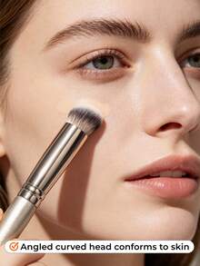 GUOXIAONIU Angled Round‑Tip Concealer Brush Rose Gold Handle, High‑Density Soft Fiber Makeup Brush, For Under‑Eye Dark Circles Acne Marks Redness, Stippling For Flawless Natural Base Makeup - Rose Gold #420 - View 8