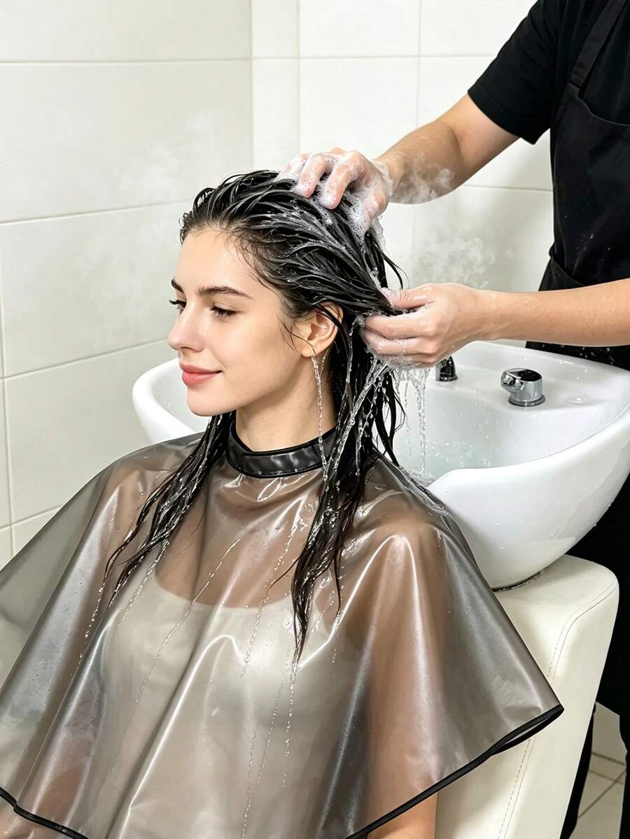 Multi Functional Salon Professional Shawl - Waterproof And Reusable, Made Of PVC Material, Suitable For Shampooing, Dyeing And Styling, Washable Material, Lightweight And Durable, Hair Dye Cap, Home Hairdressing Set, DIY Hair Dye Set,Back To School