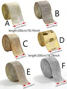Glitter Christmas Ribbon, Gold & Silver Fabric Ribbon Roll, Can Make Christmas Bows, Suitable For Gift Wrapping, Christmas Tree Decoration, Wreath Making, Gift Packaging, Holiday Home Party Decoration Supplies - A - View 3