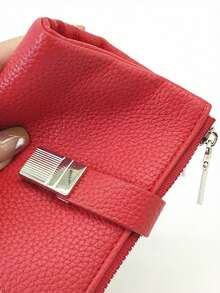 Women's Short PU Soft Animal Print Fashion Patchwork Exquisite Snap Closure Large Capacity Multi-Card Slot Multi-Function Card Holder Document Organizer, Young Zipper Coin Purse Compact Lightweight Portable Suitable For Holiday Gift - Red - View 6