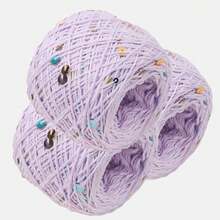 150g/3pcs Multi-Color Beautiful Pale Purple Sequin Yarn Cotton Thread 1mm Iridescent Round Sequins INS Hot-Selling Braided Hair Ties Pure Cotton Knitted Yarn - 150G/3PC - View 11