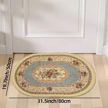 1pc Oval Flannel Door Mat, Soft Comfortable Absorbent Non-Slip Machine Washable With Anti-Slip Backing, European Floral Scroll Pattern Design, Suitable For Entrance, Living Room, Bedroom, Kitchen, Bathroom, Patio, Hallway, Laundry Room, Multi-Functional Home Floor Mat Holiday Decor Carpet - Multicolor - View 11