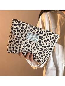 Customized Name Embroidered Makeup Bag, Leopard & Zebra Print Canvas Cosmetic Storage Bag, Personalized Toiletry Organizer, Gift For Women - Multicolor - View 12