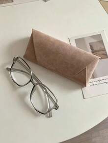Handmade Leather Glasses Case, Sheepskin Texture, Minimalist Design, Neutral Glasses Storage Box, High-Quality Hard Shell Protective Cover, Portable And Lightweight, Shockproof And Dustproof, Suitable For Travel, Commuting And Daily Use. - Multicolor - View 1