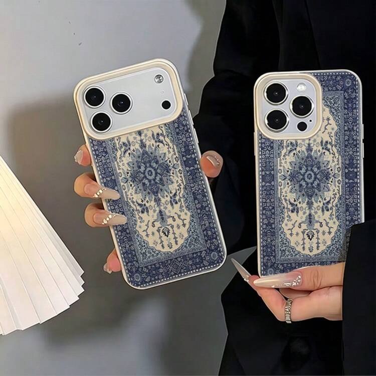 TPU Material Vintage Elegant Exotic Persian Carpet Floral Pattern Phone Case Compatible With Apple 17 Pro Max/17/16 Pro Max/15/13/12/11/ S20 FE/A15/S24/A55/ Note 11/Note 12/Note 13 Pro Full Coverage Anti-Drop Soft Shell Phone Protective Cover - White - View 5