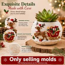 Christmas Reindeer Sleigh Pulling Gift Embossed Succulent Planter Mold, Christmas Theme Reindeer Mold, Compatible With Resin, Plaster, Cement, Concrete, Clay, DIY Handmade Embossed Decor, Home Christmas Gift - A - View 6