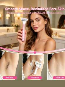 Women's Manual Razor Set 1 Handle + 16 Replacement Blades, 3-Layer Stainless Steel Blades Washable With Lubricating Strip To Reduce Friction And Smooth Hair Removal, Fits Body Curves For Underarms, Legs, Bikini And Full Body Hair Removal, Portable Home Hair Removal Kit - 1 Handle + 16 Blades - View 8