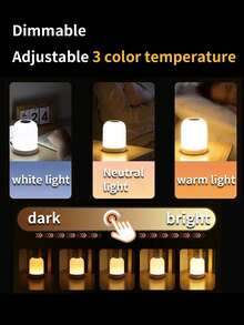 Bedside Touch Night Light, Eye-Caring Anti-Blue Light LED, RGB Multi-Color With Remote Control, 3-In-1 White, USB-C Powered & Rechargeable, Aesthetic Room Decor, Home Accent Lighting, Dreamy Festival Ambient Lamp, Ideal Holiday Gift - Touch Night Light - View 8