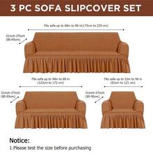 Multi-Functional Elastic Sofa Cover With Ruffle Trim-Perfect For Living Rooms And Bedrooms, Easy To Clean, Suitable For Couches For Living Room, Room Deco, Sectional, Home Deco, And Bedroom - Flesh Orange - View 5