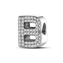 1pc S925 Sterling Silver 26 Alphabet Letter Pendant Bead, Original Full Zirconia Inlaid Design, Exquisite 3D Shape, Suitable For Bracelets And Necklaces, Customizable Initial, Showcasing Personalized Style, Meeting Handmade DIY Jewelry Making And Daily Wear Needs - Silver - View 27