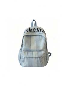 Fresh Plaid Design Letter Print Backpack, Lightweight Nylon Fabric, Campus Commute Casual Fashion School Bag - Multicolor - View 13