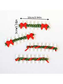 4pcs/Set Mini Christmas Fence Model - Holiday Props, Decorated With Green Vines And Bows. Suitable For DIY Model House Yard, Christmas Craft Projects, Micro Landscape Decoration, Mini Garden, Farm Theme Display And Potted Plant Decoration. - Multicolor - View 10