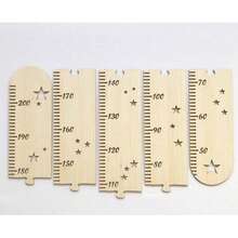 Children's Wooden Height Measurement Ruler 5-Piece Set, Connectable Wall Height Growth Chart, Star Hollow Design, Detachable Wall-Mounted Height Ruler, Suitable For Baby Toddler Nursery Home Wall Decor - Champagne - View 6