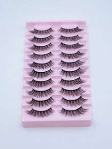 10 Pairs 15mm Cross Style False Eyelashes, 3D Fluffy Lightweight Reusable Lashes, Outer Corner Lengthening Natural Look, Suitable For Halloween, Christmas & Daily Makeup - View 9