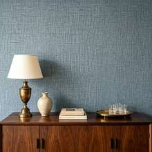 1 Roll Blue Linen Texture Wallpaper, Self-Adhesive Removable Wall Sticker, Suitable For Bedroom, Dining Room, Kitchen Cabinets And Other Wall Surfaces, Removable, Suitable For Countertops, Furniture Renovation, Wall Decoration - Blue Plain Fabric Texture - View 6