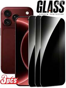 3pcs Privacy Tempered Glass Screen Protector, Compatible With IPhone 17 Pro Max/17/16 Pro Max/15 Pro/17/16/15/14/13/12/11/16/Plus/Mini/X/XS Max, 9H+ Hardness, Ultra Clear, Anti-Scratch, Anti-Fingerprint, Easy Installation, Privacy Screen Protector - Black - View 8
