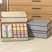 3/2/1pc Large Size Underwear & Socks Divider Storage Box With Lid, Minimalist Style Rectangular Foldable Underwear & Socks Storage Basket, Drawer-Style Divider Storage, Attractive Organizer Box, Suitable For Home And Dorm Use (17 Compartments) - Grey - View 8