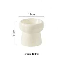 Elevated Ceramic Pet Bowl For Cats And Small Dogs – Anti-Slip, Neck Protection, Easy To Clean, Raised Design For Food And Water - White 130ml - View 1
