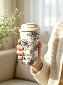 Miniso Fresh Cartoon Outdoor Home Supplies Portable Hanging Rope Water Bottle Large Capacity Insulated Cup Cute Style Student School Use Suitable For Cup Holder, Insulated Cup, Rubber Base, Unisex Gift - White - View 4