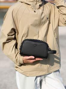 Rivet Men's Clutch Bag, Personalized Contrast Color Design, Multiple Colors Available, Lychee Grain Waterproof Fabric, Large Capacity Layered Interior, Front Snap Coin & Card Slot, Convenient Hand Strap. Street Punk Style, Daily Commute, Travel Storage For Phone, Wallet, Keys, Fashion Versatile Casual Portable Toiletry Clutch - Multicolor - View 1
