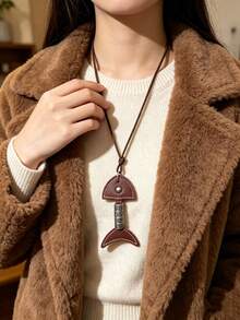 JRESSIAL Cute Versatile Casual Fashion Multi-Color Leather Handmade Fish Bone Pendant DIY Keychain Bag Charm, Can DIY Bag Charm, Car Rearview Mirror Hanging Decoration, Sweater Chain, Luggage Charm, Keychain, Perfect Gift For Birthday, Anniversary - Coffee - View 5
