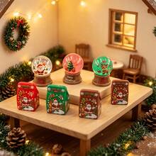 Winter Christmas Theme Miniature Decor, Mini Christmas Reindeer Crystal Ball + Mini Gift Box Resin Ornament, Suitable For Micro Scene Arrangement, Home Decor, Car Interior, Party Decoration, As A Small Gift - Christmas - View 4
