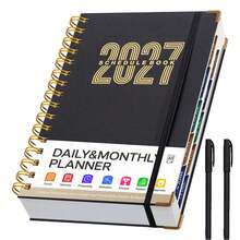 2027 Daily, Monthly, Yearly Planner Academic Agenda Organizer, Comes With 2 Pens, Spiral Bound Multi-Function Monthly Calendar, Suitable For Students, Office And Business Use, Perfect For Daily Planning, Enhancing Self-Discipline And Time Management, Premium Hardcover Agenda Notebook, Full Year Organizer With Calendar, Goal And Schedule Tracking For Business And Office Use - A5 - View 15
