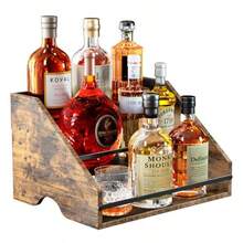 3 Step Liquor Bottle Display Rack - Wooden - View 8