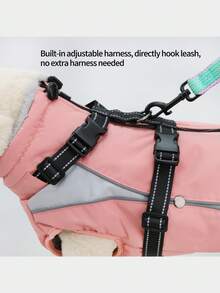 1pc Dog Winter Jacket, Built-In D-Ring Harness, High Visibility At Night, Soft Lining Warm Dog Vest, Zipper Closure High Collar Thick Snow Jacket, Suitable For Small, Medium And Large Dogs - Watermelon Pink - View 8