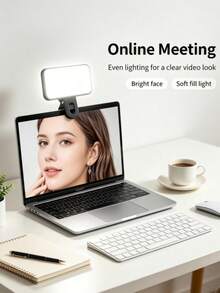 1pc Mini Clip-On LED Selfie Fill Light, 3 Color Modes And Adjustable Brightness, Portable Lighting For Phone, Laptop, Camera, Suitable For Selfie, Video Call, Vlog, Set Available, Accessories Sold Separately - Multiple Styles - View 3