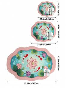 DAJIANG 1PC Lotus & Koi Fish Carpet Area Rug Suitable Bathroom, ,Outdoor, Indoor, Runner Corridor, Bedroom, Living Room, Beside Throw Rugs Machine Washable Rug, Easy Clean Entryway Mat, Anti-Slip Backing Rugs For Bedroom Decor Bathroom Decor Fall Decor - Multicolor - View 2