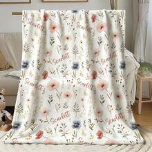 1 Personalized Pink Flannel Blanket With Custom Name. Pink And Blue Floral Design; A Soft, Warm Nap Blanket Suitable For The Sofa, Office, Or Camping. - Multicolor - View 10