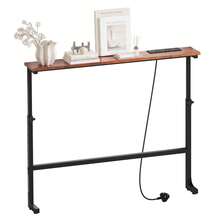 Luxstein Slim Console Table, Height Adjustable 75/100 Cm Sofa Table With Charging Station For Entryway, Living Room, Small Spaces - 100cm - Rust Brown - View 10