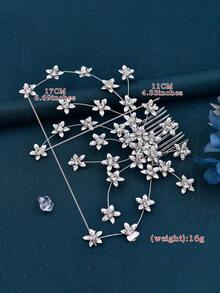 1pc Exquisite Charming Baby's Breath Flower Shaped Handmade Hair Comb Hair Accessory Fashionable Women's Hair Ornament - Silver - View 4