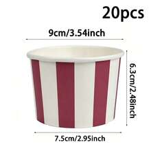 20/10pcs, Classic Vertical Stripe Pattern Striped Ice Cream Cup,Dessert Cup,Snack Cup, Suitable For Cold Drinks,Frozen Yogurt,Ice Cream,Pudding And Snacks,Suitable For Carnival Themed Parties,Retro Celebrations,Weddings,Office Events,Birthday Parties - Multicolor - View 8