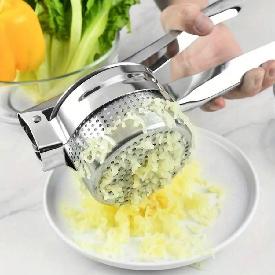 Stainless Steel Potato Masher/Presser - Potato Masher, Potato Press, Lemon Juicer And Vegetable Crusher, With Non-Slip Handle - Manual Kitchen Tool To Easily Mash And Prepare Rice, Fruit And Vegetables - Potato Masher - View 1
