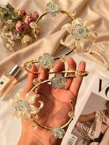1pc Woven S-Shaped Flower Sexy Body Chain Open Arm Cuff For Party, Wedding, Daily Wear - Multicolor - View 4