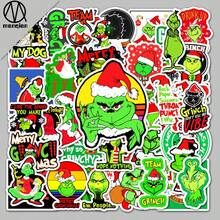 Panini 52pcs Green Monster Grinch Cartoon Stickers, Christmas Fun Waterproof PVC Decals, Suitable For Christmas Party Favors, Handmade DIY Crafts, Student Rewards, Holiday Gifts - A - View 6