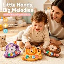Interactive Animal Keyboard Music Toy - Sensory Development And Cognitive Training Function, Made Of ABS Material, Bright Colors, Durable | Children's Music Keyboard With Animal Buttons And Interactive Sound Effects - Sensory Learning - Multicolor - View 3