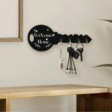 Bohemian Style Wooden Key Holder With Shelf And Hooks - Easy Installation, Space-Saving, Wall-Mounted Storage Rack For Keys, Coats And Other Items - Suitable For Entryway, Kitchen, Office, Porch And Other Places. Valentine's Day Gift - Multicolor - View 6
