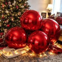 4pcs 60/50/32/22 Inch Red Inflatable Mirror 4D Aluminum Film Balloons, Christmas Balloons, Christmas Decorations, Suitable For Christmas, Wedding, Birthday Party Decoration, Indoor And Outdoor Use, Photo Props, Reusable, Holiday Decorations, Party Decorations - Red 4D Ball Set - View 8